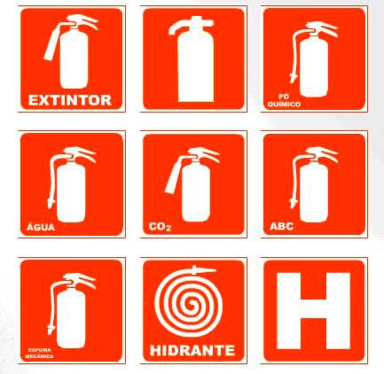 Placas de sinalização para extintores
